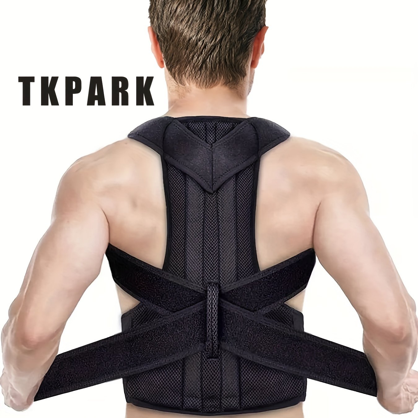 Flexible posture corrector vest with lumbar and shoulder support for improved posture and back pain relief.