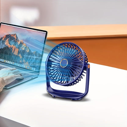 The Mini Desk Fan is a compact and powerful cooling solution perfect for use in any environment. With 5 adjustable speeds and a rechargeable 1200mAh lithium battery, this fan is both convenient and efficient. Made of polished plastic with button control