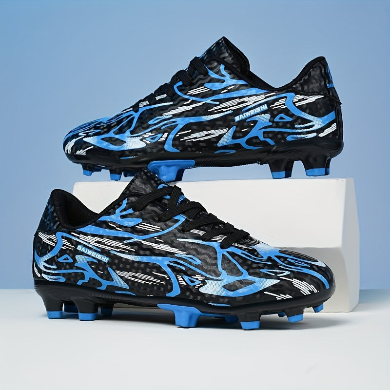 Men's professional outdoor FG soccer cleats with anti-skid traction and breathable lace-up design.