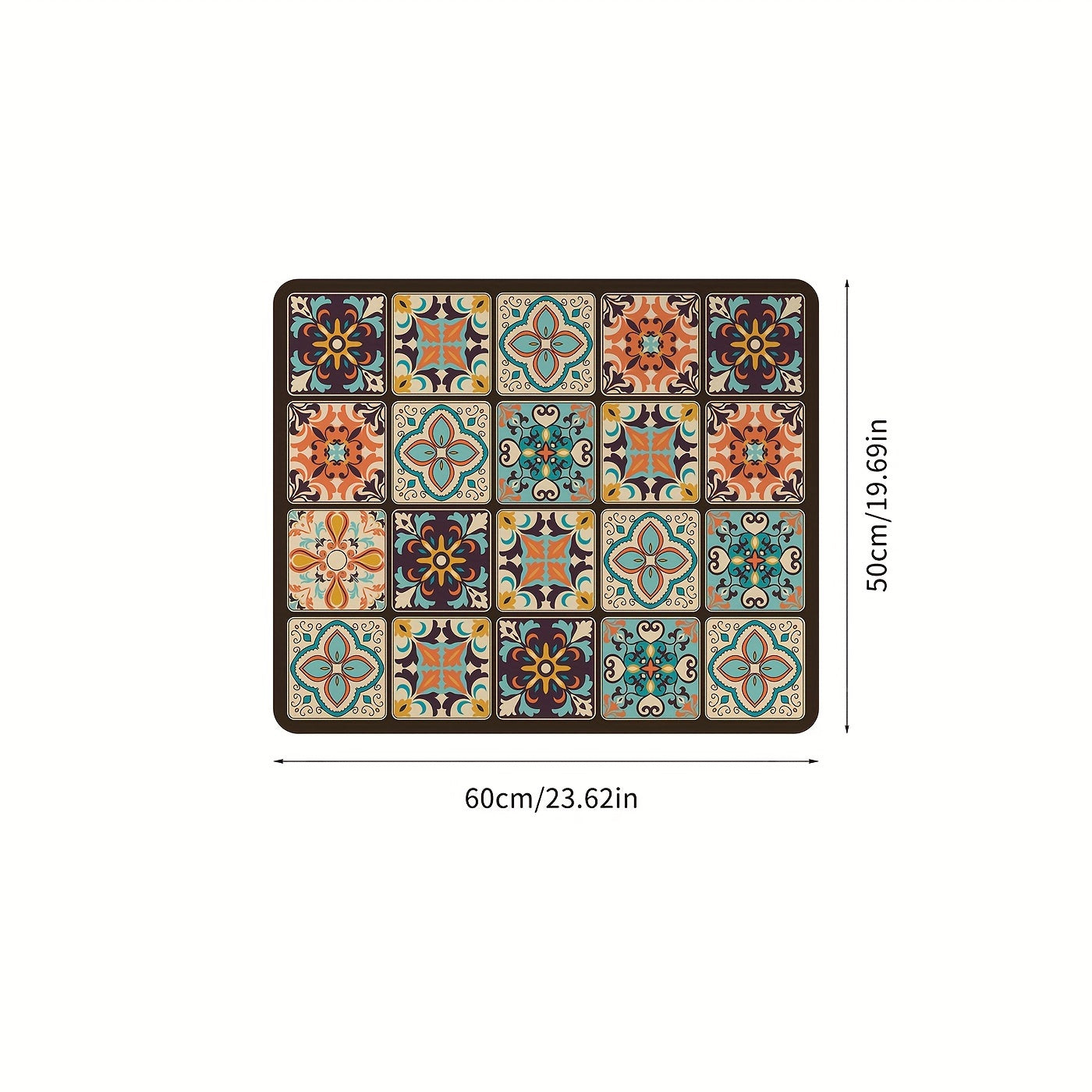 Durable Waterproof Vintage Mosaic Washing Machine Cover: 60cm x 50cm, Ideal for Kitchen or Laundry Room Use