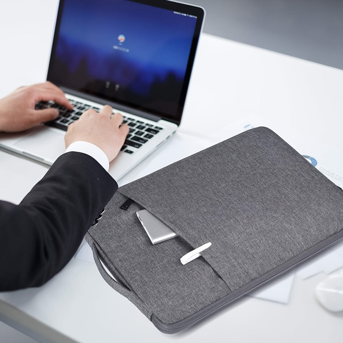 Laptop sleeve fits most 13-16 inch laptops, including MacBook, DELL, Acer, Samsung, and Lenovo.