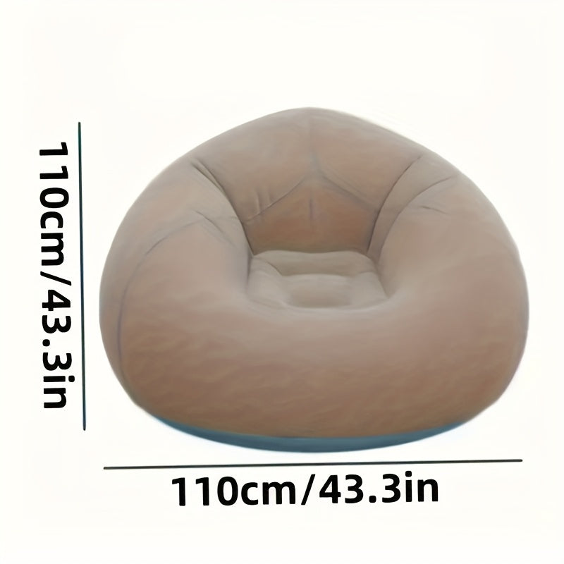 Modern grey PVC bean bag chair with cord embellishment, no filling, suitable for indoor and outdoor seating.