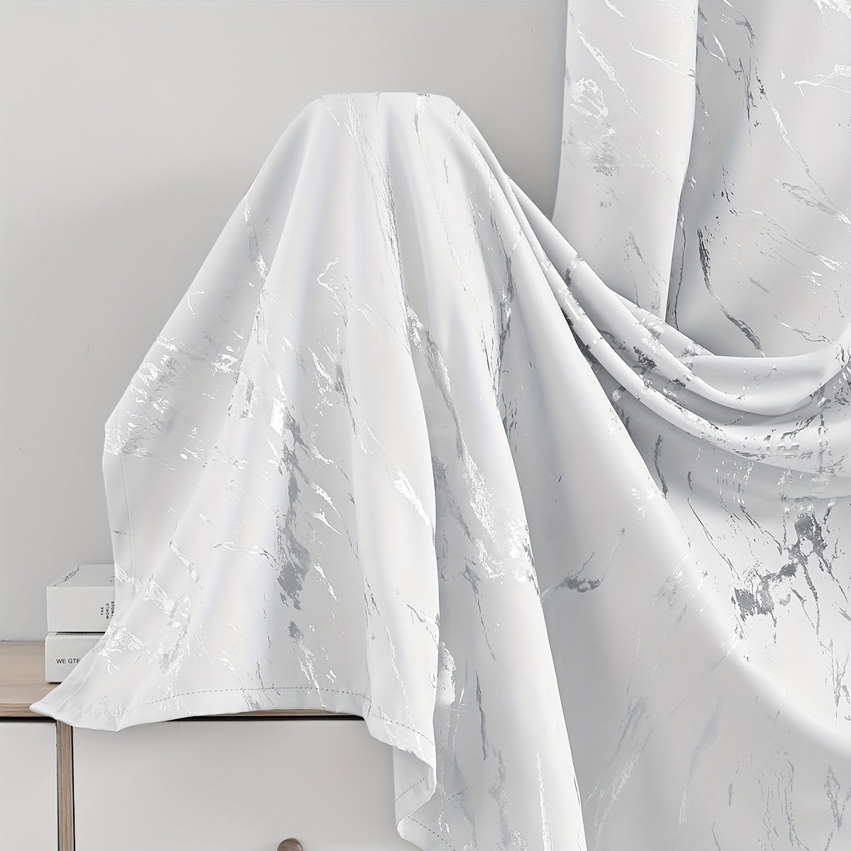 Modern Marble Pattern Blackout Curtains Set of 2 - Featuring UV Protection and made from Polyester Fiber, perfect for enhancing the decor of your Living Room or Bedroom. Ideal for Home Decoration.