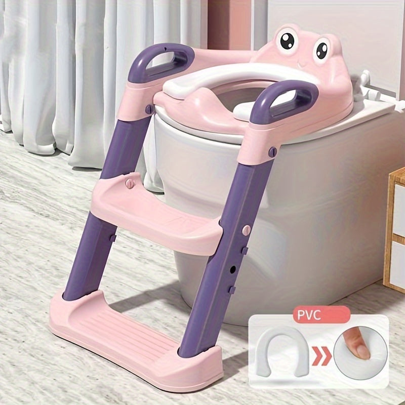 Foldable Toilet Training Seat for Kids, Frog Design with Step Stool - 1pc