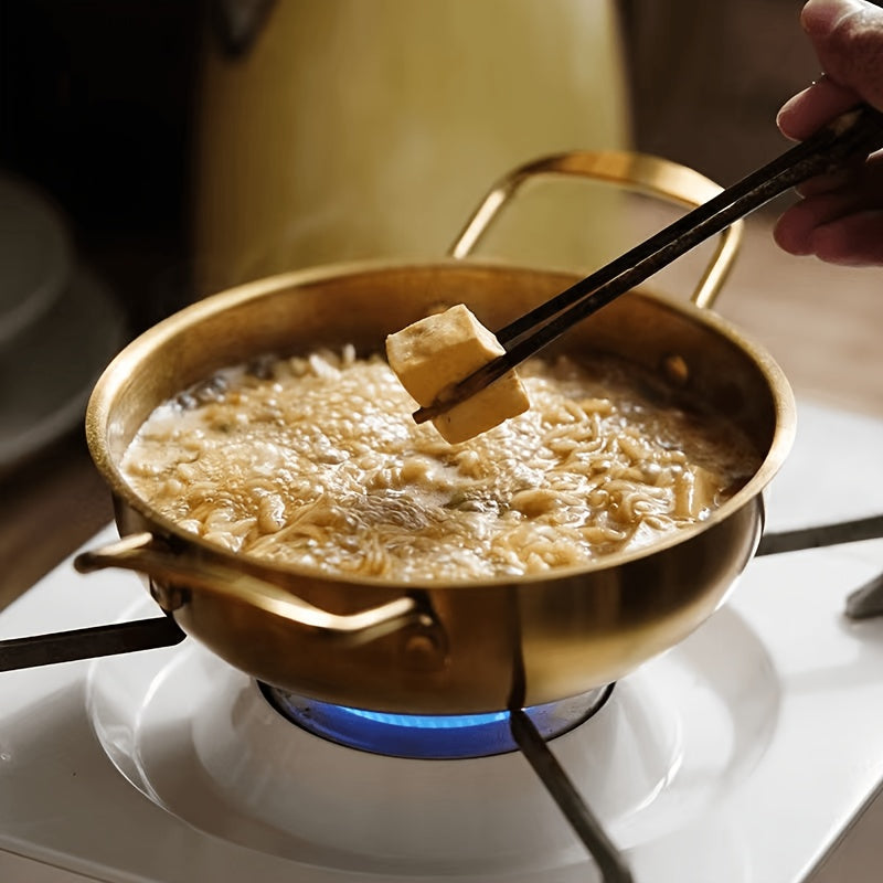 Multipurpose Stainless Steel Pan with Handle - Safe for Food, Perfect for Korean Noodles & Soups, Must-Have Kitchen Utensil