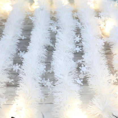 1 Christmas snowflake plush decor bar and 2 meters of white plastic snowflake strips for home decoration.

(Note: I assumed "pc" means piece, and "m" means meters)