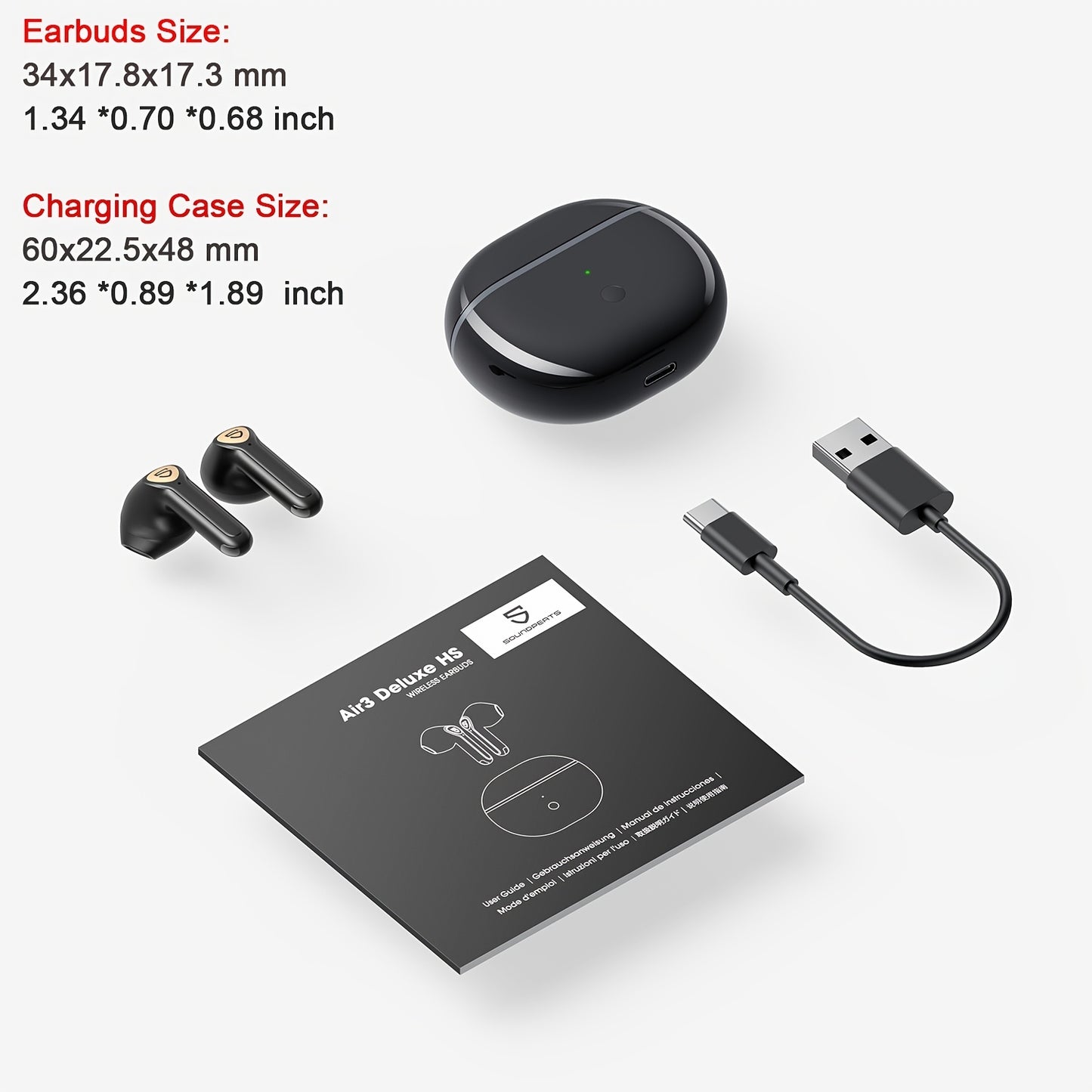 SOUNDPEATS Wireless Earbuds 5.2 with 14.2mm Driver, low latency, ENC Voice Call, 4 Mics, rechargeable 300mAh battery, Type-C connectivity, non-waterproof, open-back design, for laptop and