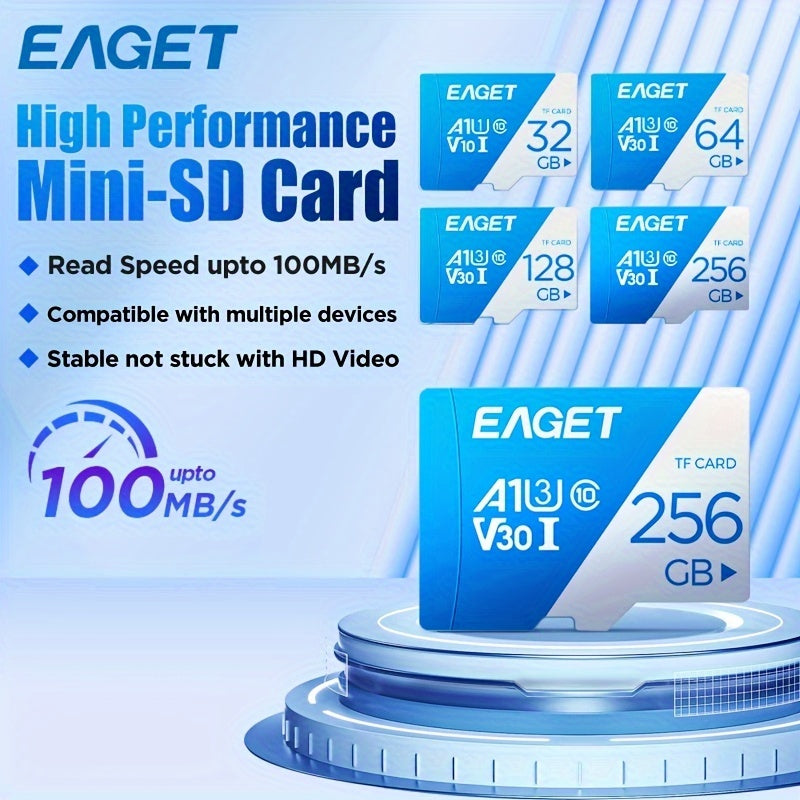 EAGET 128GB SD Card, V30, A1 Class 10, High-Speed, Long-lasting, Compatible with Multiple Devices, Ideal Gift for Birthday/Easter/Boy/Girlfriend