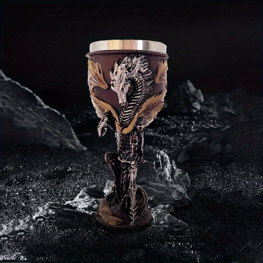 Dragon Sword Cup, 200ml, Resin Stainless Steel, Gothic Design, Perfect for Parties and Home Decor.