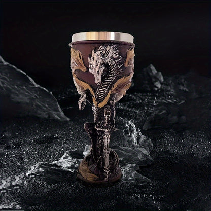 Dragon Sword Cup, 200ml, Resin Stainless Steel, Gothic Design, Perfect for Parties and Home Decor.