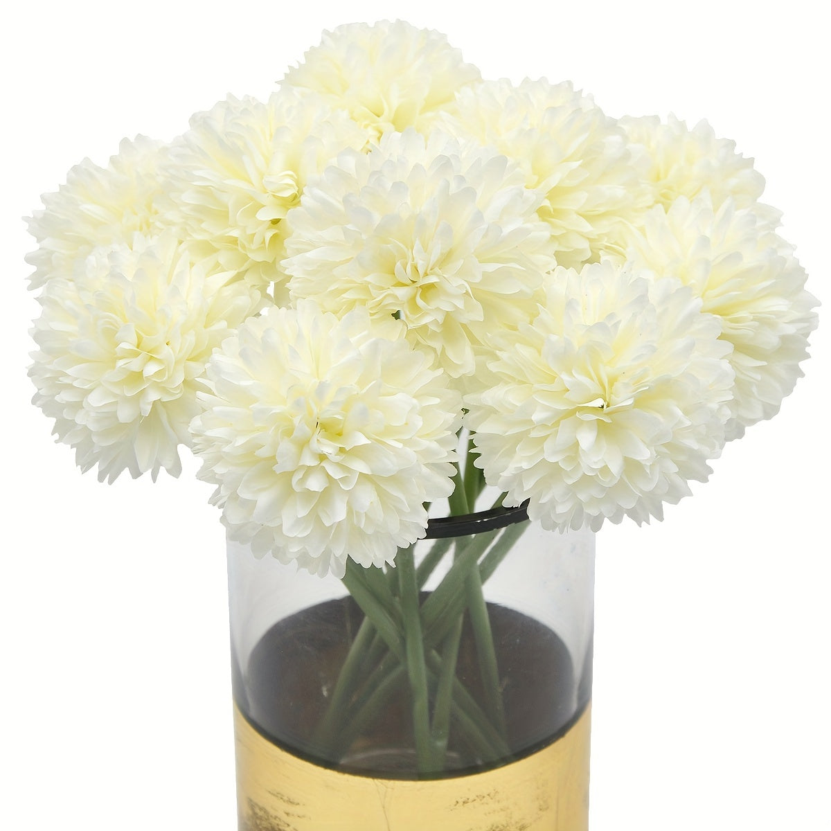 10 artificial chrysanthemum ball flowers for wedding bouquets, home decor, or party table centerpieces.