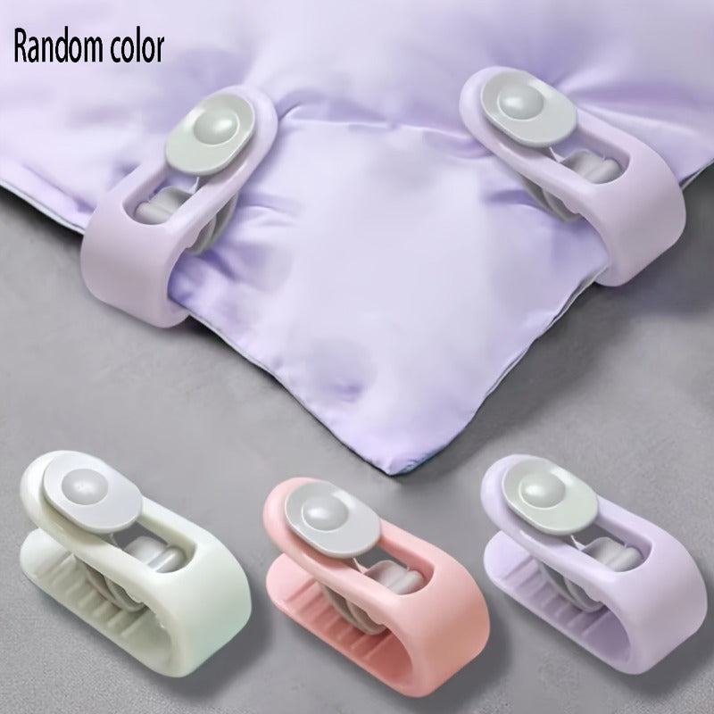 Two-Pack of Traceless Quilt Holder Clips, Non-Slip and Anti-Running, Invisible Button Fixing Buckle, Made with Polypropylene (PP) Material, Hand Wash Only, Mixed Colors