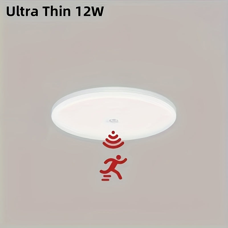 Modern LED Ceiling Light with PIR Motion Sensor, 12W Energy Saving Lamp for Living Room, Aisle.