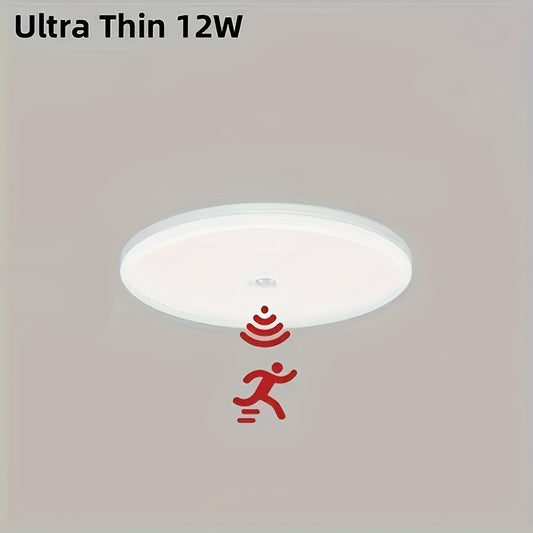 Modern LED Ceiling Light with PIR Motion Sensor, 12W Energy Saving Lamp for Living Room, Aisle.