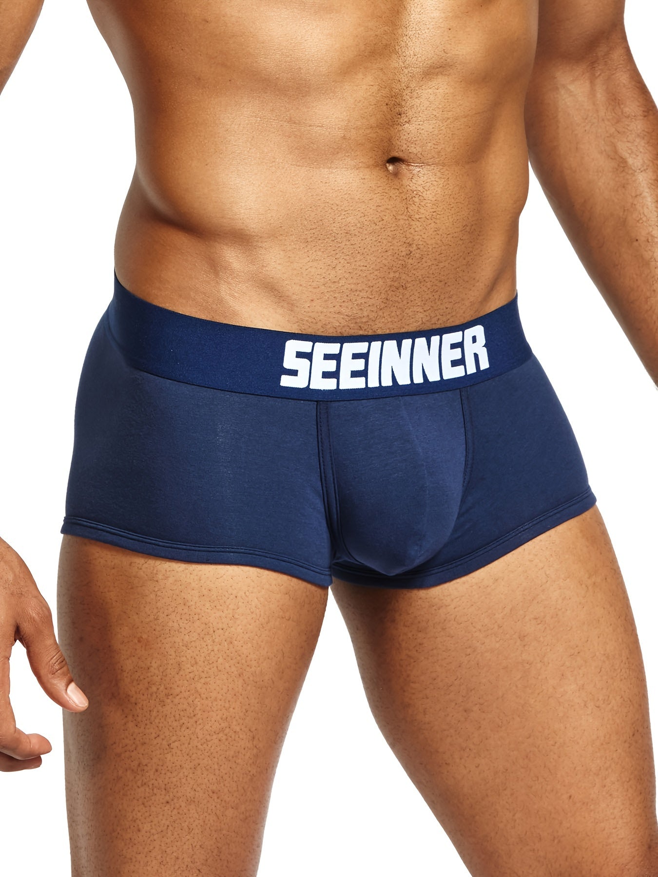 Men's cotton boxer briefs made of 95% cotton and 5% elastane with medium stretch knit fabric. Solid color casual shortie underwear with comfortable breathable single-layer design. Weighing