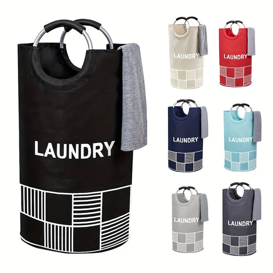 Waterproof laundry hamper with padded handles, stands up well and collapses for easy storage. Perfect for bathroom, laundry room, balcony, dorm, and more. Stay organized with this 82L/115L laundry basket.