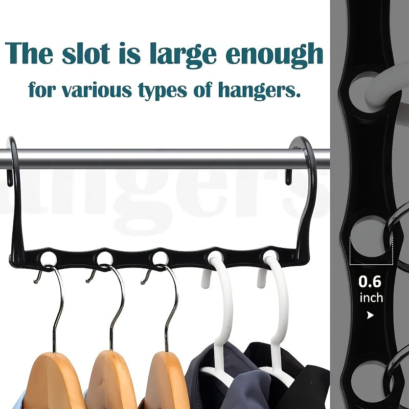 5 or 10 pieces of Rotatable Folding Plastic Clothes Hangers, Versatile Five Hole Space Saving Wonder Hangers, Closet Organizer for Bedroom Decor and Drying Racks.