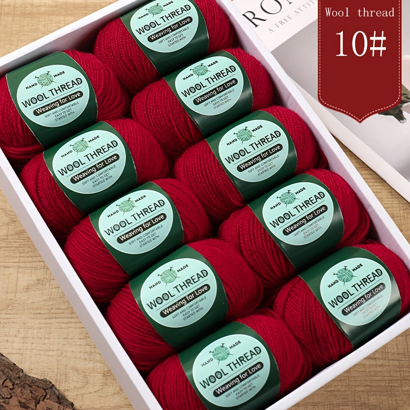 10 pieces of Australian yarn, each pack weighing approximately 500g with 10 balls. It has a moderate thickness, is easy to knit, soft, and warm. Ideal for crocheting sweaters, coats, vests