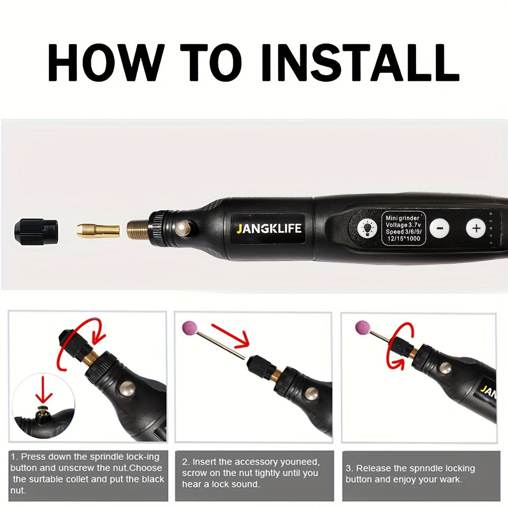 115pcs Cordless Rotary Tool, Rechargeable Engraving Pen with Battery, Electric Adjustable Speed Carving Pen, Portable Wood Engraving Tool for Sanding, Polishing, Etching