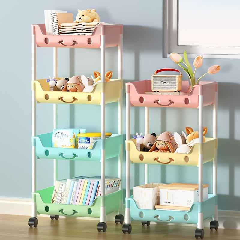 Plastic Rolling Cart Organizer with 3/4 Tiers for Kitchen, Bathroom, or Craft Storage - Lightweight and Stackable Storage Trolley