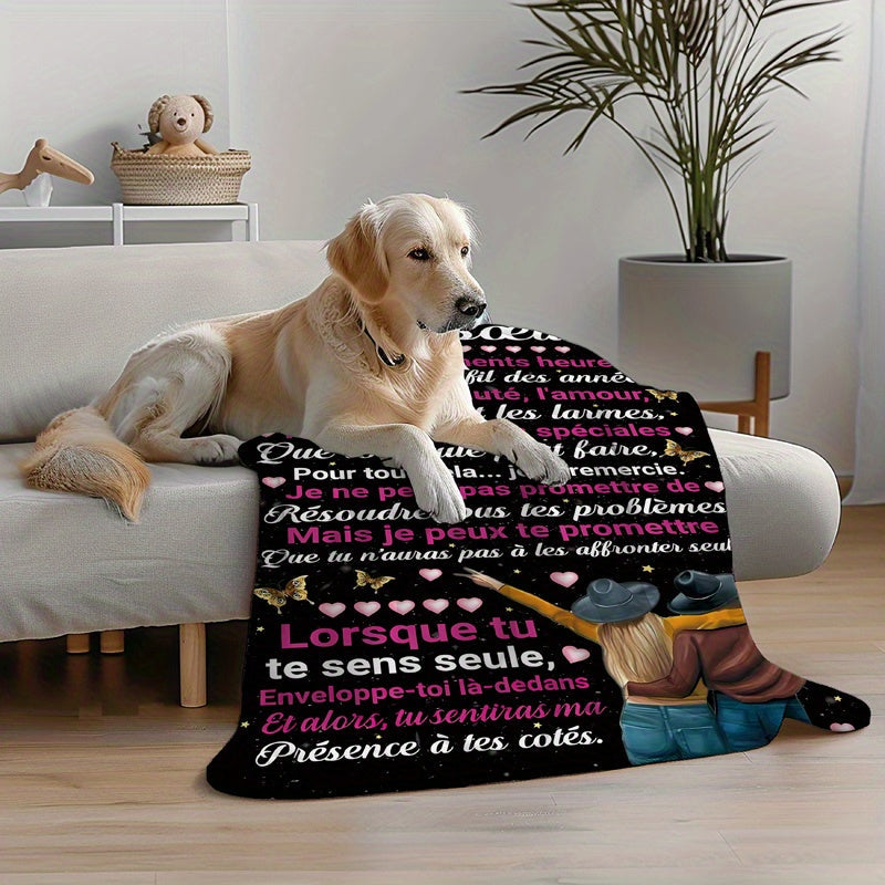 Unique and creative gift idea for sisters - Text Element 1pc. Perfect for birthdays, Christmas, Mother's Day, or as a wedding blanket. This versatile throw blanket is ideal for home decoration and provides a soft and comfortable addition to any bed.