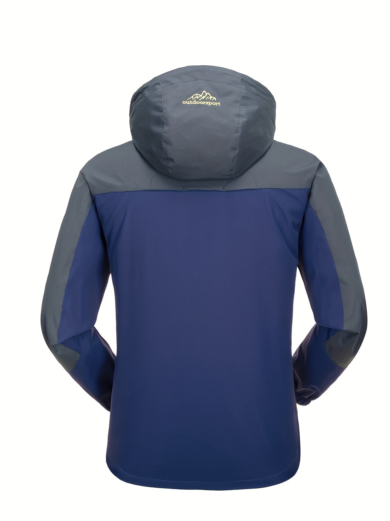 Windproof hooded softshell jacket for men, ideal for hiking and camping with multiple pockets.