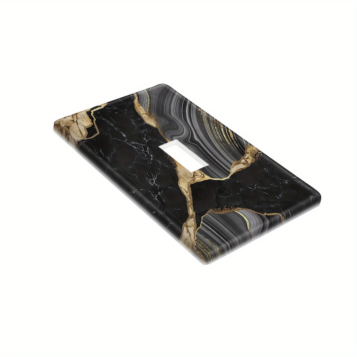 Sleek Black and Gold Marble Light Switch Cover - Decorative Faceplate for Home, Bathroom, and Dimmer Outlets