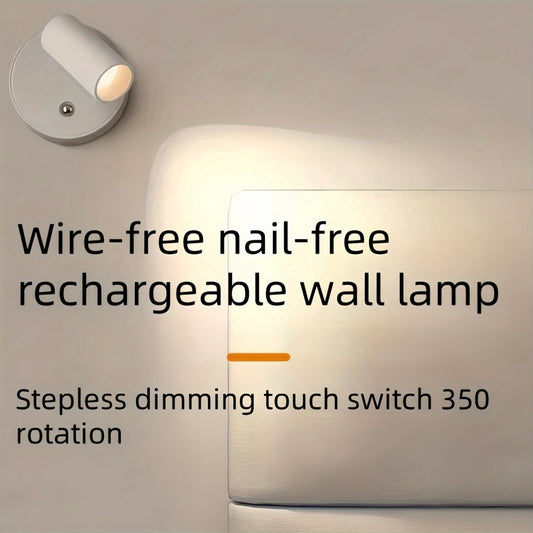 Magnetic LED Spotlight with Touch Control - USB Rechargeable, 3 Color Temperatures, Versatile for Bedroom, Reading, and Hallway Décor