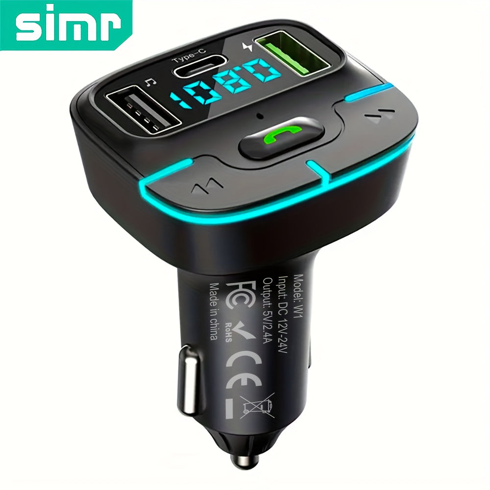 Super Lossless Sound Wireless Car MP3 Player FM Transmitter with Dual USB Fast Charging, Type-C USB, Hands-Free Calling, and Audio Receiver.