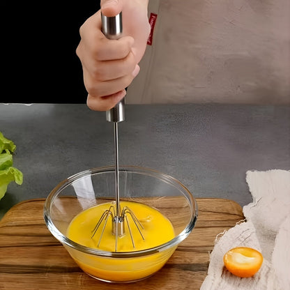 Sturdy hand-operated egg whisk - Simple one-touch operation, fast blending for cream & eggs, uniform & smooth results, effortless to clean stainless steel, comfortable grip handle, anti-slip design, ideal for baking & cooking tasks