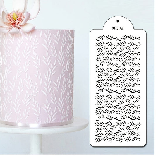 Sophisticated Willow Leaf Cake Stencil made from Food-Grade PET, Ideal for Enhancing Wedding & Party Decor, Rectangular Fondant Spray Template for Creating Artistic Cake Designs