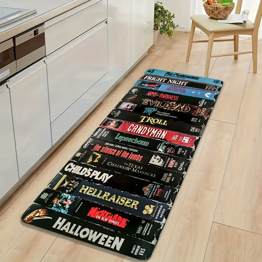 Vintage Decor Ultra-Comfort Flannel Horror Movie Themed Non-Slip Mat: Classic Horror Film Decorative Rug for Living Room and Game Room, Machine Washable and Fade-Resistant Room Carpet.