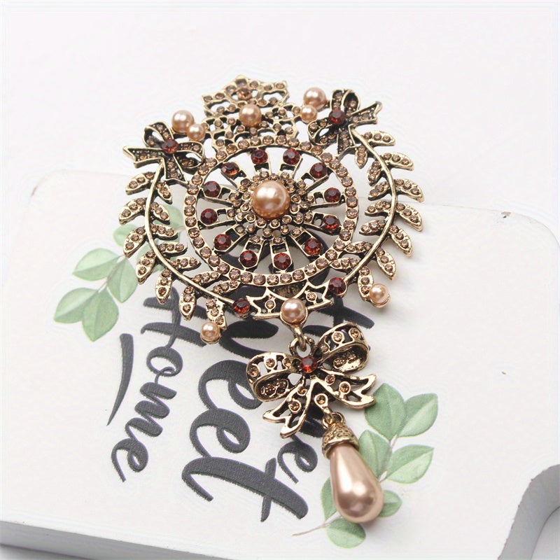 Zarif Rhinestone Brooch Pin - Barokko Qush dizayni bilan, notekis shaklda, Emal materialidan tayyorlangan, noyob bo'sh gullar mavzusi, retro Xitoy uslubidagi palto aksessuari