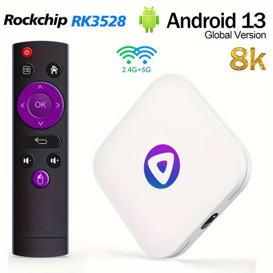 H96 Max M1 Smart TV Box with Android 13, RK3528 Quad-Core Chip, Dual-Band Wifi, HDR, OTA, DLNA, Airplay, Wifi Display, Wireless 4.0, USB 2.0, Customizable Wallpapers.