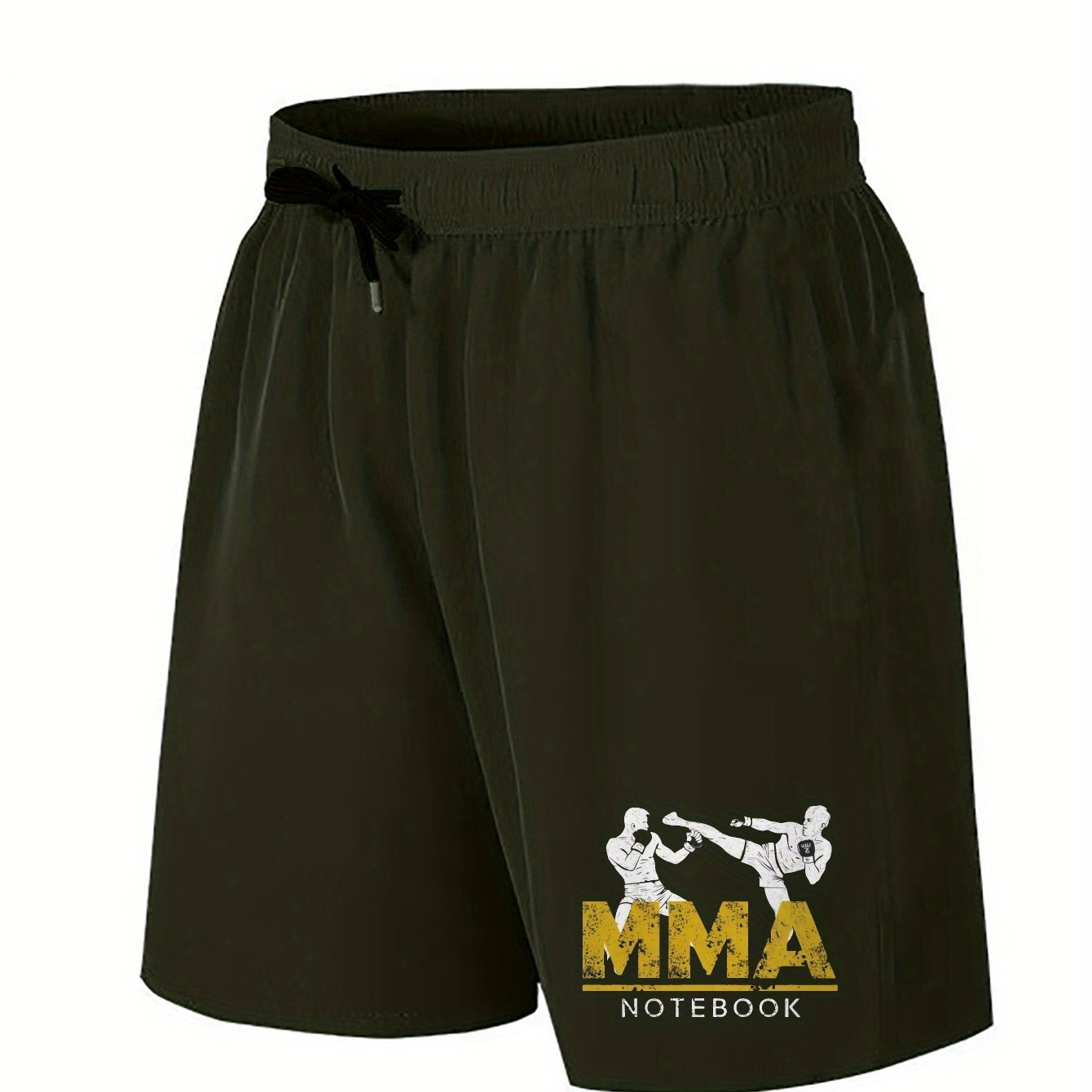 Polyester woven pockets unisex MMA fighter illustration shorts, regular fit, non-stretch, plus size.