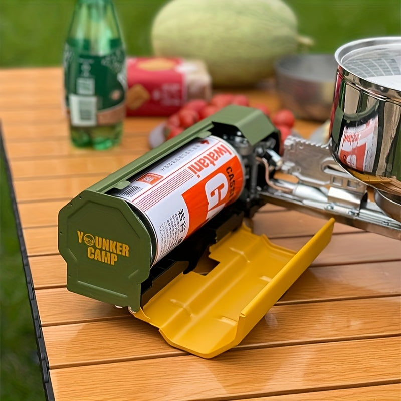 Versatile Camping Stove with Rotatable Support, Bottle Opener, and Storage Bag - Ideal for Picnics, Backpacking, RV Trips, and More! Enjoy safe, efficient cooking with this durable gas butane burner, perfect for outdoor adventures and home patio use.