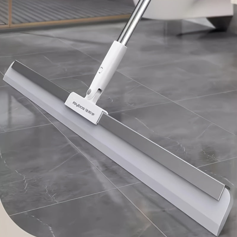 Joybos Multi-Surface Floor Squeegee - Long Handle Scrubber Broom for Cleaning Tile, Marble, Glass, and Showers - Stainless Steel/Silicone Blade Pet Hair Removal Tool