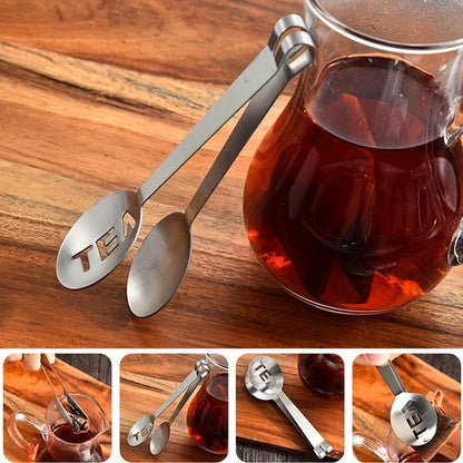 Durable Stainless Steel Tea Bag Squeezer - A Handy Kitchen Tool for Effortless Leaf Release, Ice & Sugar Handling - Rust-Resistant, Easy to Maintain, Versatile Tea Bag Tongs and Strainer Clip - Premium Quality