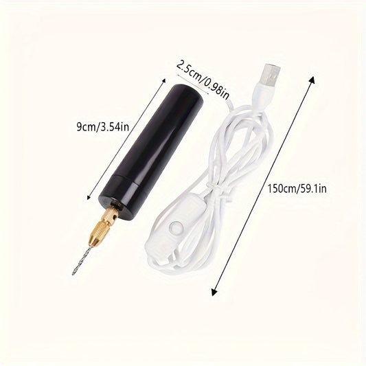 USB Mini Drill: Lightweight tool for cutting, grinding, engraving, polishing, and precision drilling.