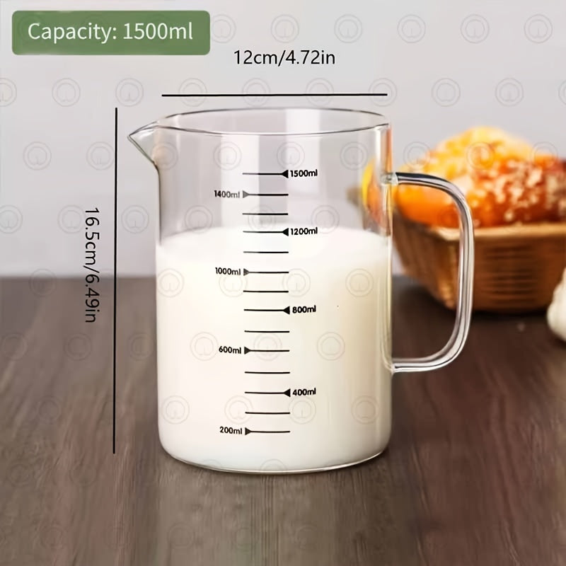 Set of Borosilicate Glass Measuring Cups with Precise Scales, Heat Resistant, Durable for Baking and Cooking, Ideal for Kitchen and Restaurant Use. Features a Patterned Design, Perfect Addition to Home Kitchen Tools and Accessories. Sizes: 33.81oz and