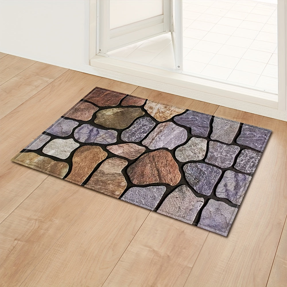 Create a pebble-patterned absorbent strip floor mat for the kitchen, bathroom, or bedroom. This non-slip floor mat can also be used on sofas or carpets in your home.