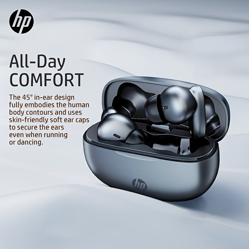 HP Wireless Earbuds with Deep Bass Sound, Lightweight BT Earphones with Mic for Calling, Premium Sound Connection, Charging Case.