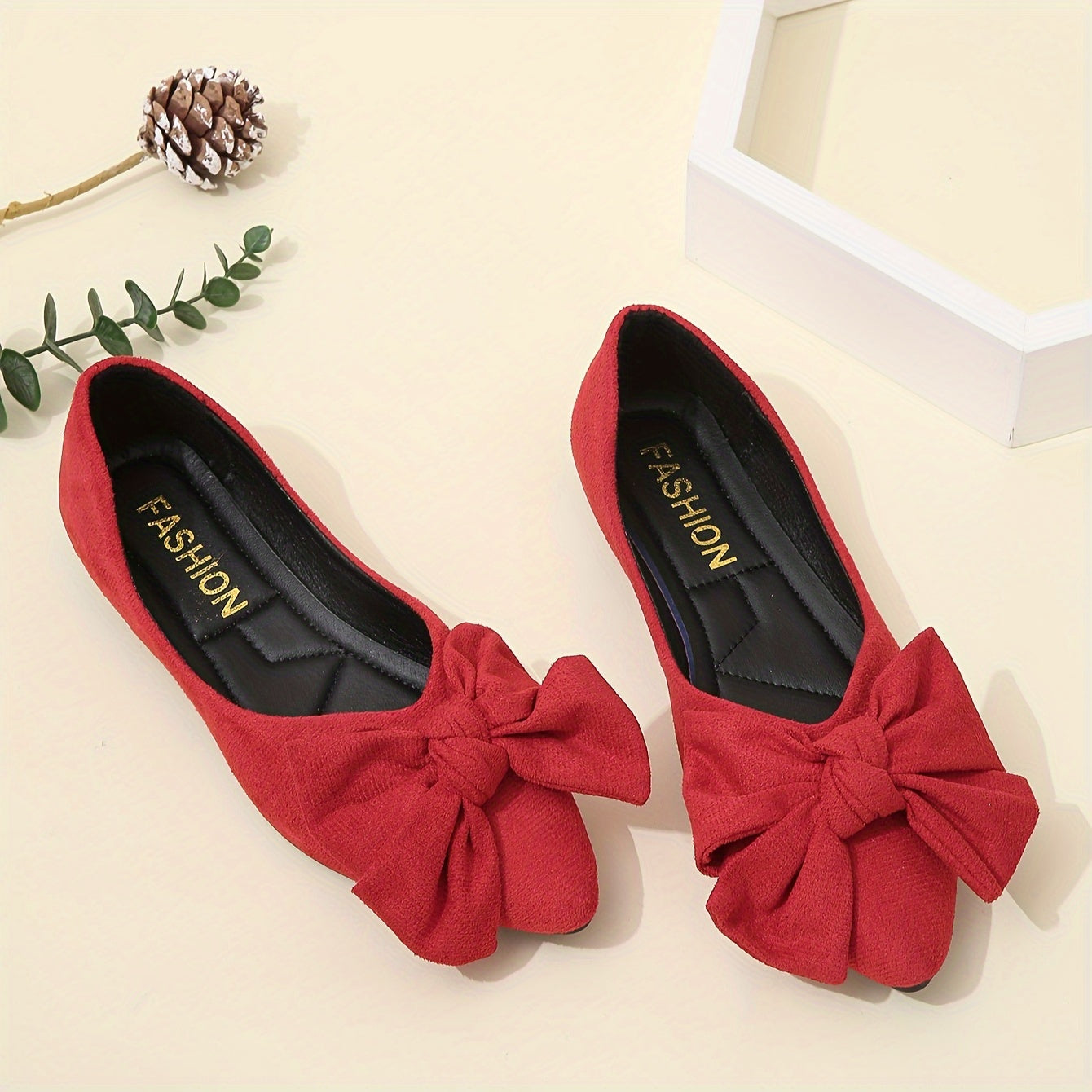 Women's Bowknot Decor Flat Slip-On Shoes, Lightweight and Comfortable.