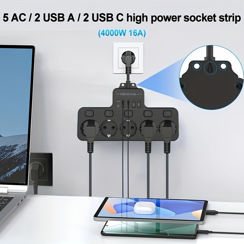 European Style Power Socket with Switch, USB Charger, and Fireproof Design for Multiple Rooms.