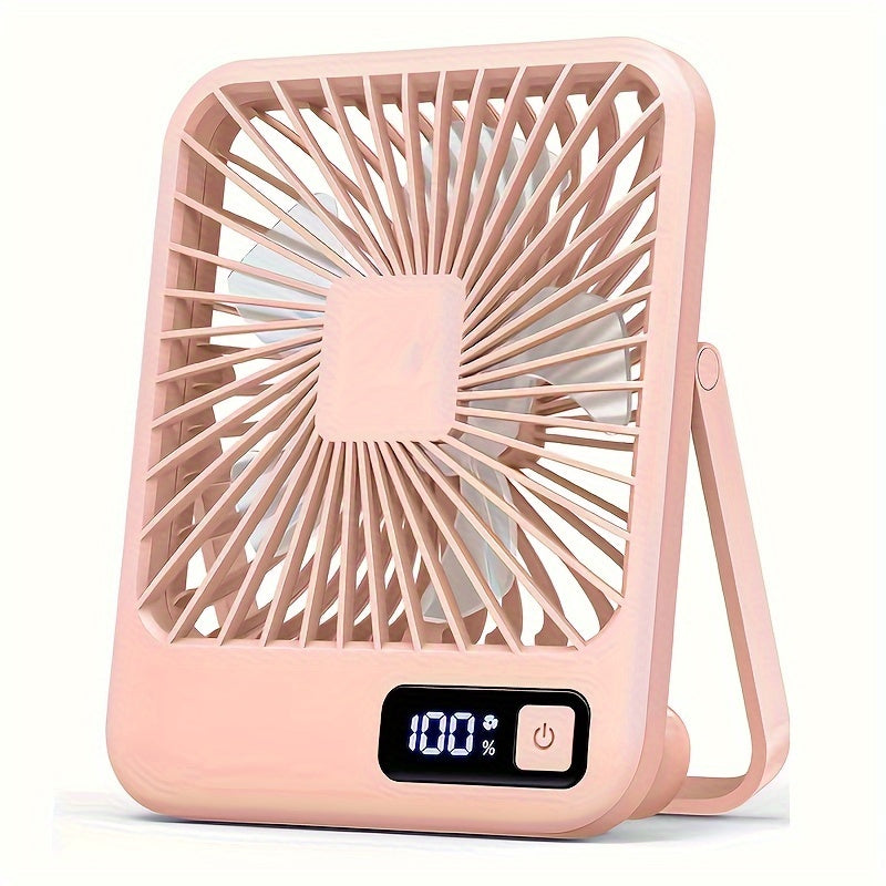 Xiziiss Portable USB Rechargeable Desk Fan with Digital Display - Featuring 180° Tilt, Ultra-Quiet 5-Speed Operation, Long-Lasting 1800mAh Battery - Perfect for Home, Office, and Travel Use