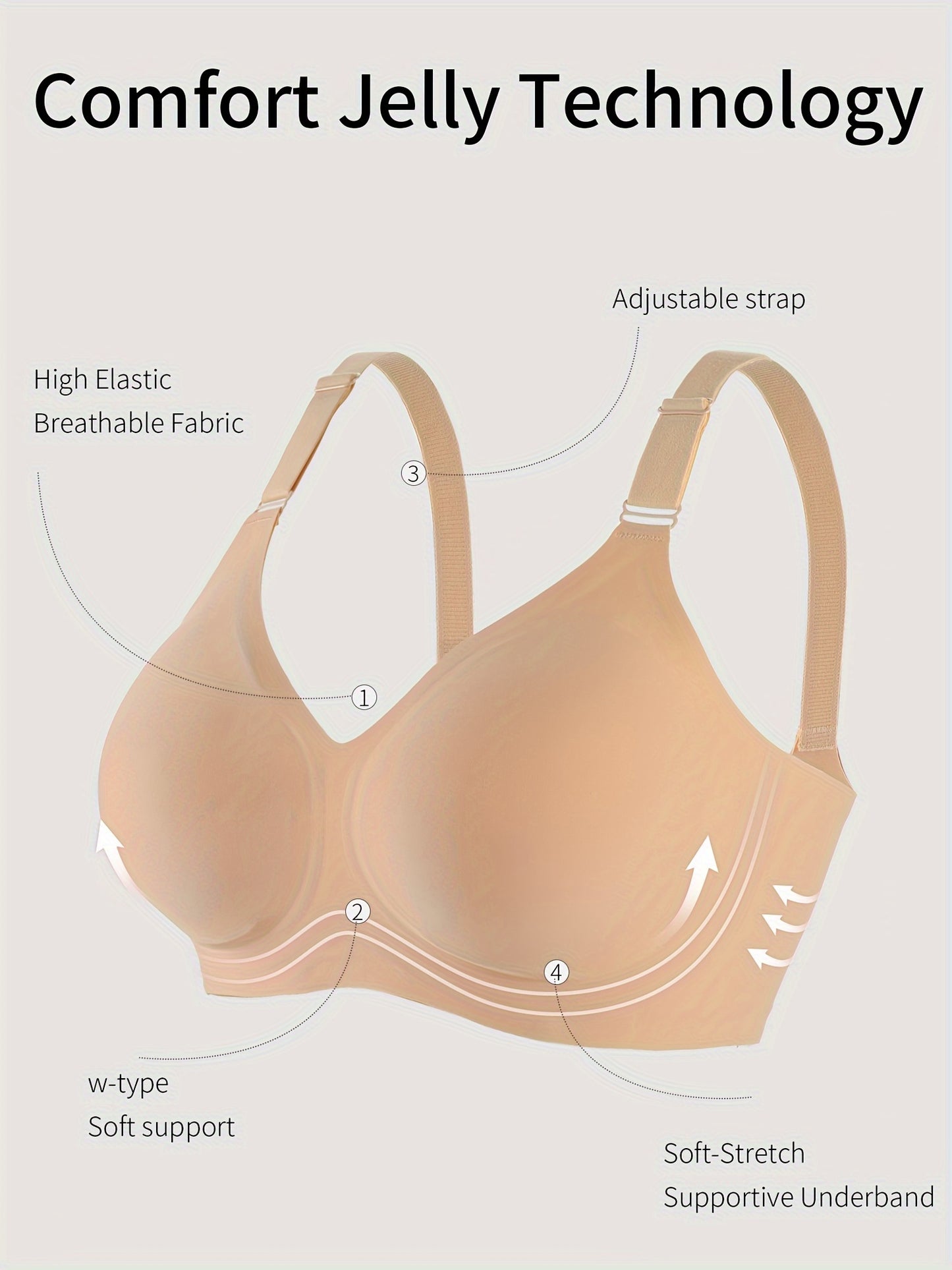 Wireless cami bra with push-up support, comfortable and seamless, for women's lingerie and underwear.