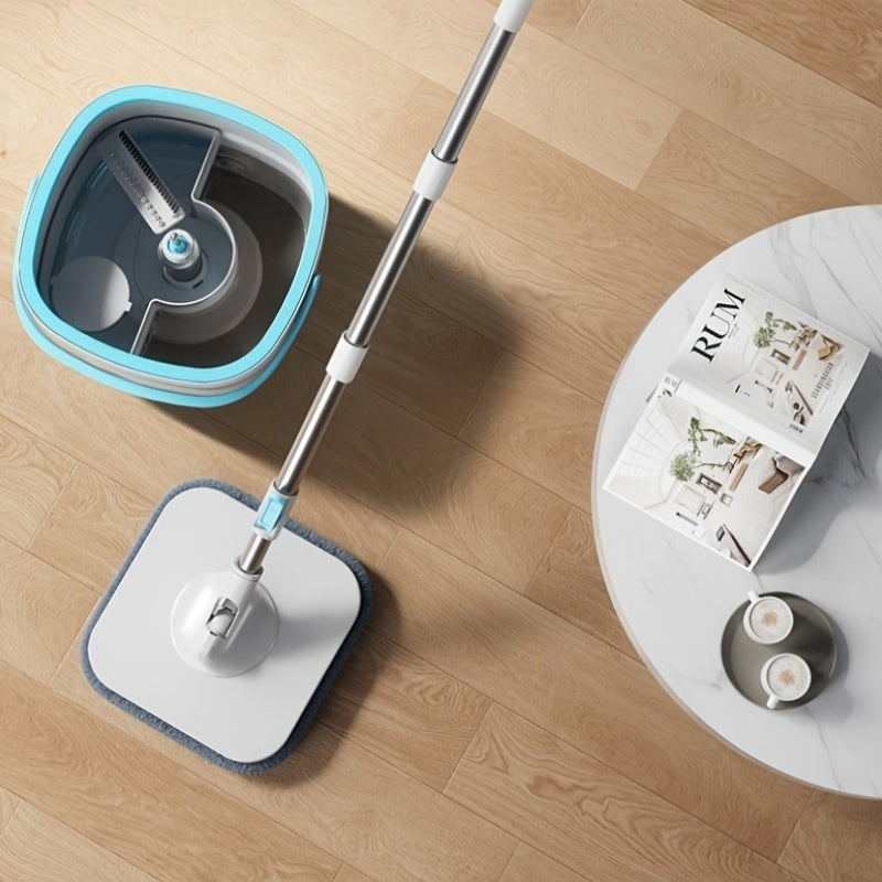 Get a hands-free spin mop with a washable, reusable pad. It comes with a stainless steel clean and dirt separation bucket and an easy wringing system for efficient floor cleaning in any room of your home.