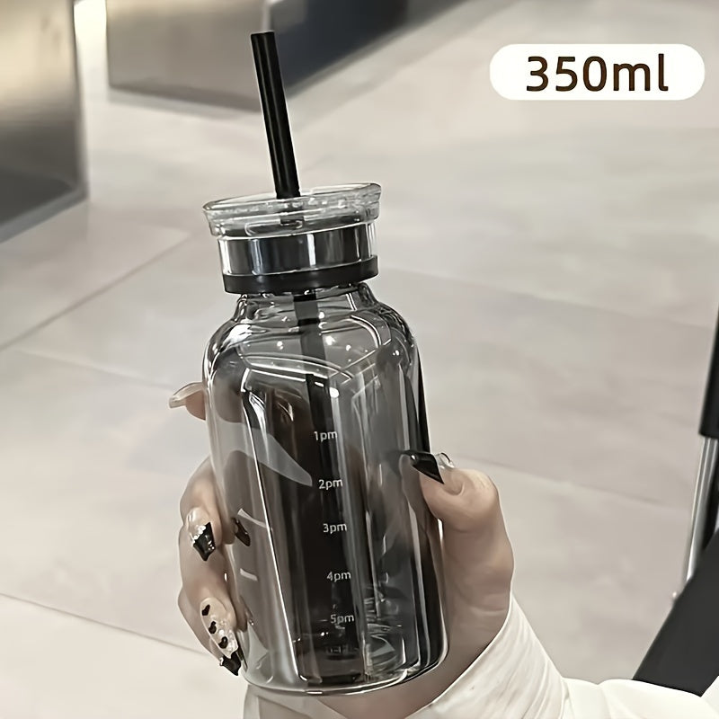 Leakproof glass water bottle with time marker, ideal gift for any occasion.