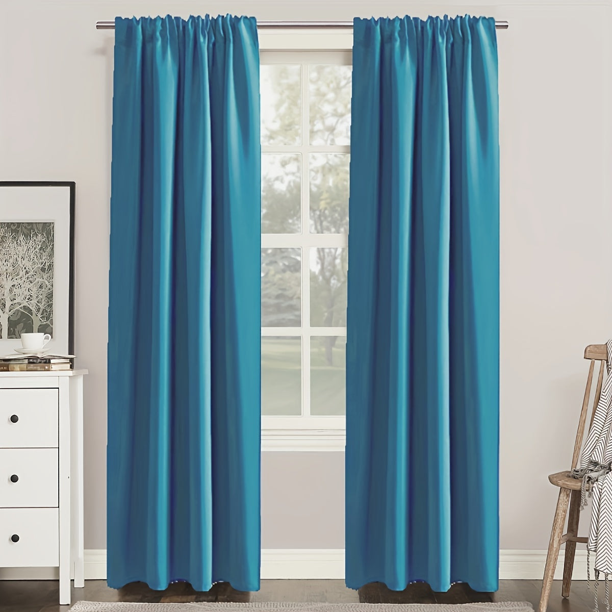 1PC Insulated Rod Pocket Bedroom Blackout Curtains for Room Darkening and Noise Reduction