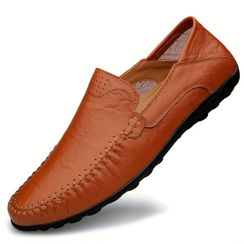 Handmade stitching men's loafer shoes for casual slip-on style by CLOHOO.